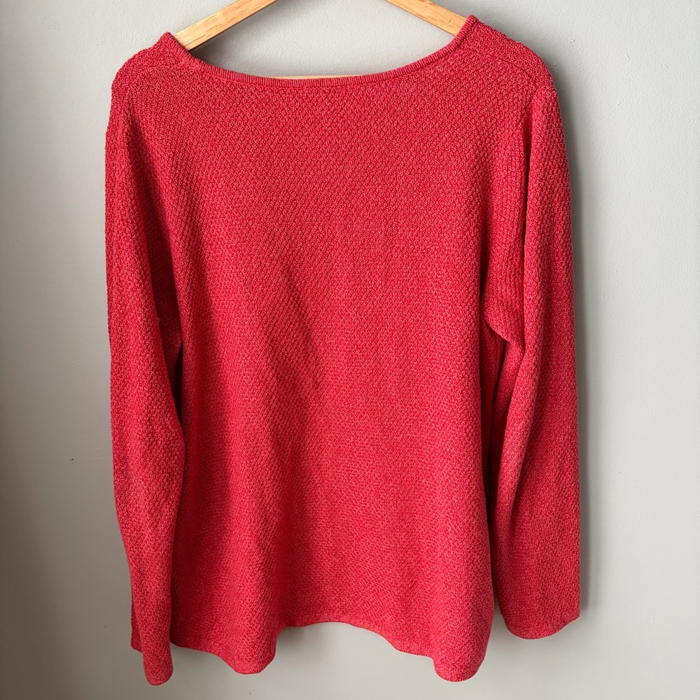 J. Jill Womens V-neck Sweater Cotton Blend Brick Red Size Large - Picture 4 of 10